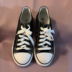 Black and White Low-Top Sneakers